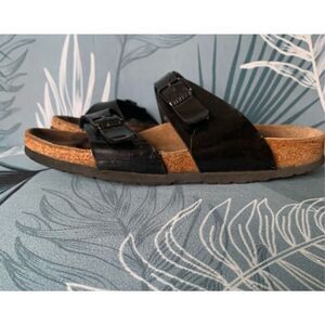 Birkenstock Arizona black patent leather Sandals Shoes women’s sz 10 10.5